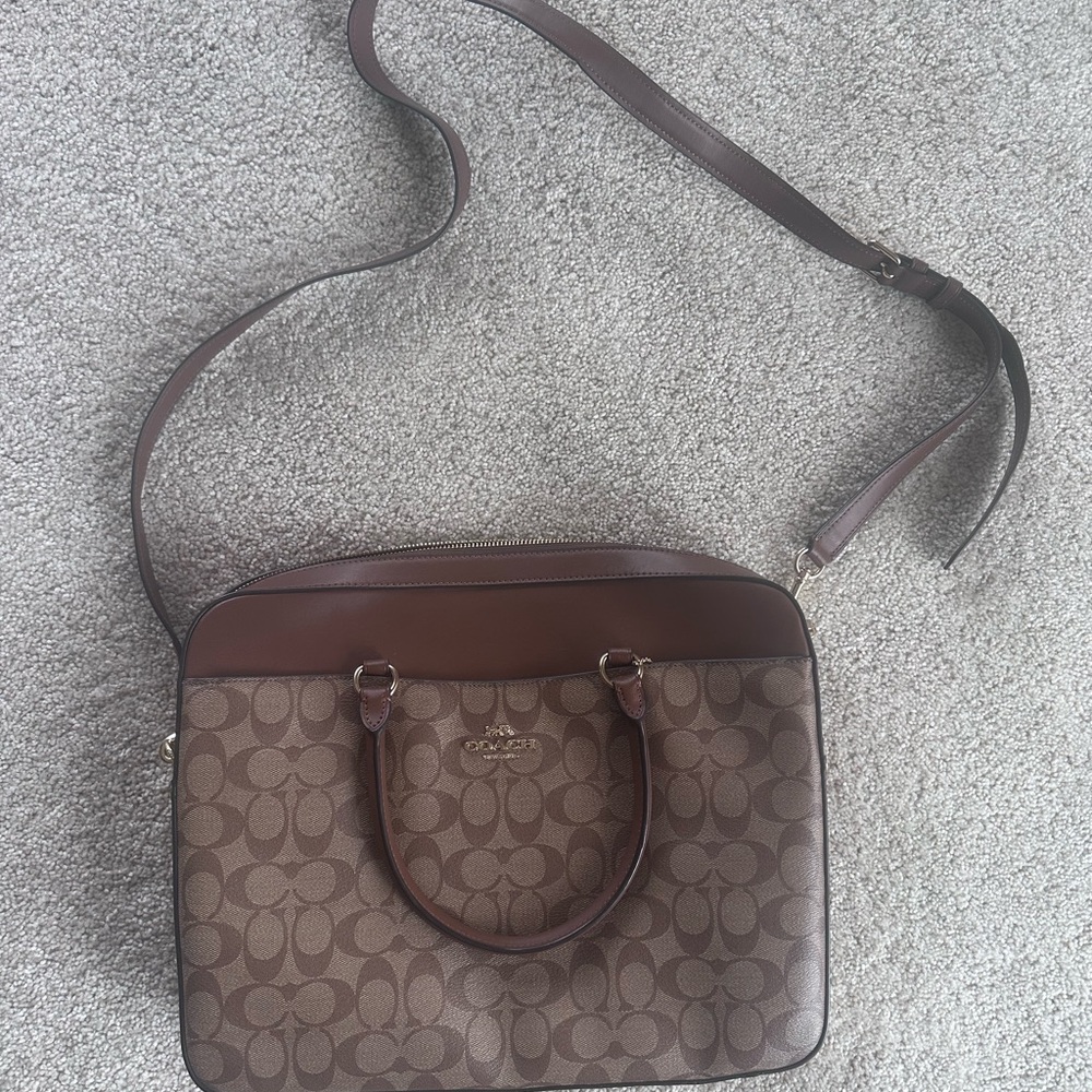Coach Brown Signature Canvas Laptop Brief